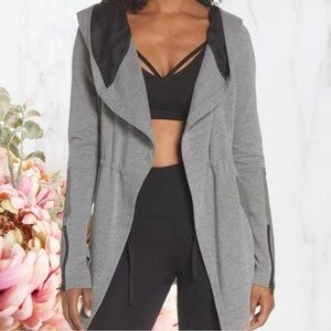 Blanc Noir Women's Maitri Traveler Active Jacket with Silk Hood Open Front Sz S